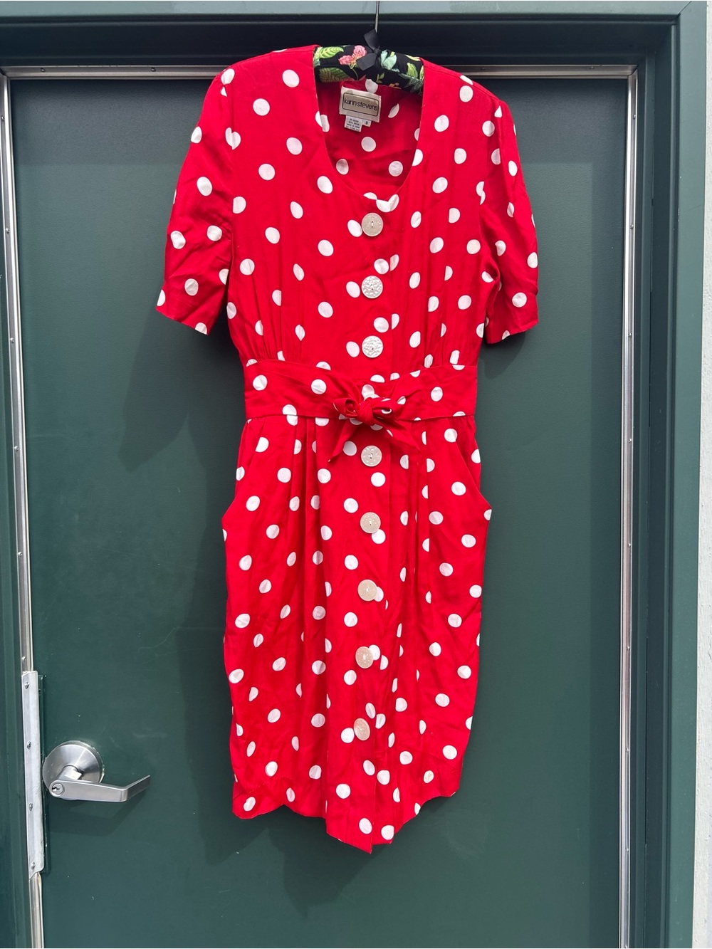 karin stevens Red and White Polka Dot Dress
